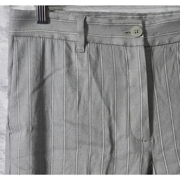 J. Jill Linen Stretch Pants Women's Size 10 Gray Striped Pinstripe Straight Leg - Picture 3 of 6
